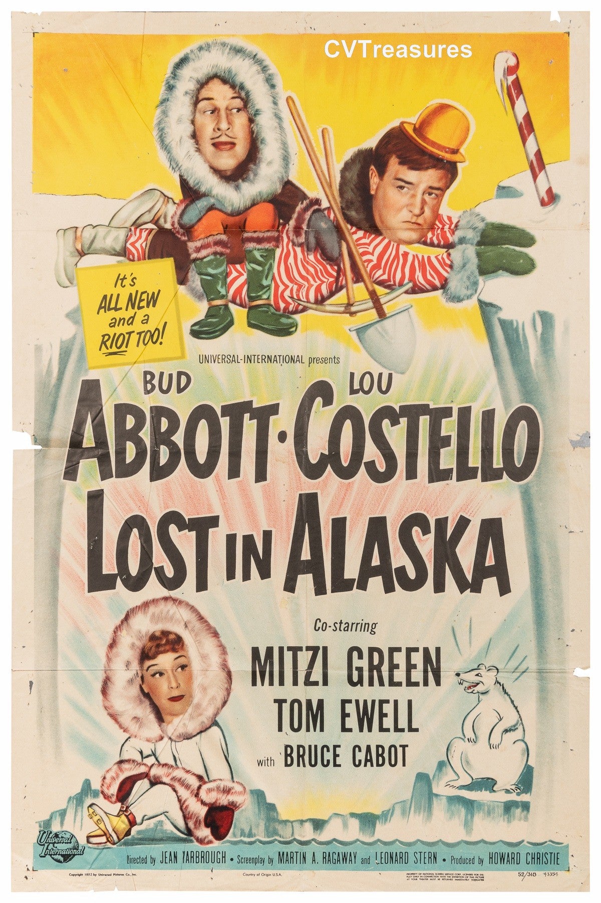 Abbott and Costello Lost in Alaska original vintage one sheet movie theater poster