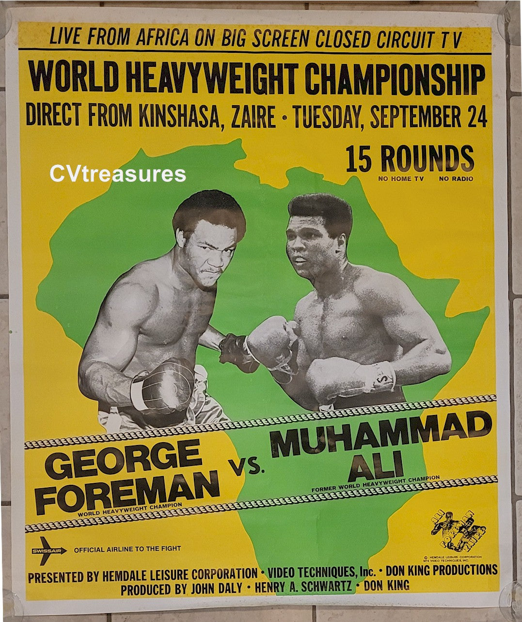 Rumble in the Jungle Muhammad Ali George Foreman Original Boxing Poster Vintage Sports Memorabilia RARE SUPER LARGE