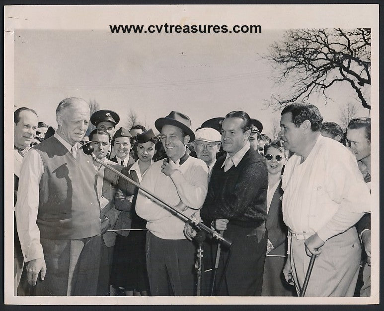 Babe Ruth-Bob Hope-Bing Crosby Original Vintage Press Photo