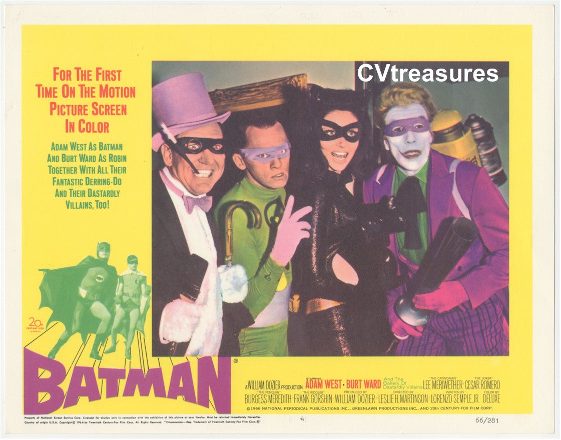 Batman original vintage movie poster lobby card villians Adam West Burt Ward 1966