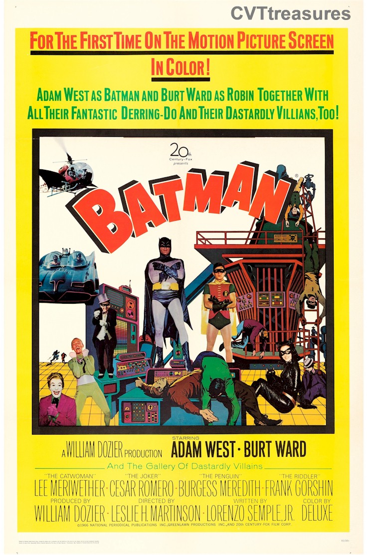 Batman Original Vintage One Sheet Movie Theater Poster Adam West Burt Ward