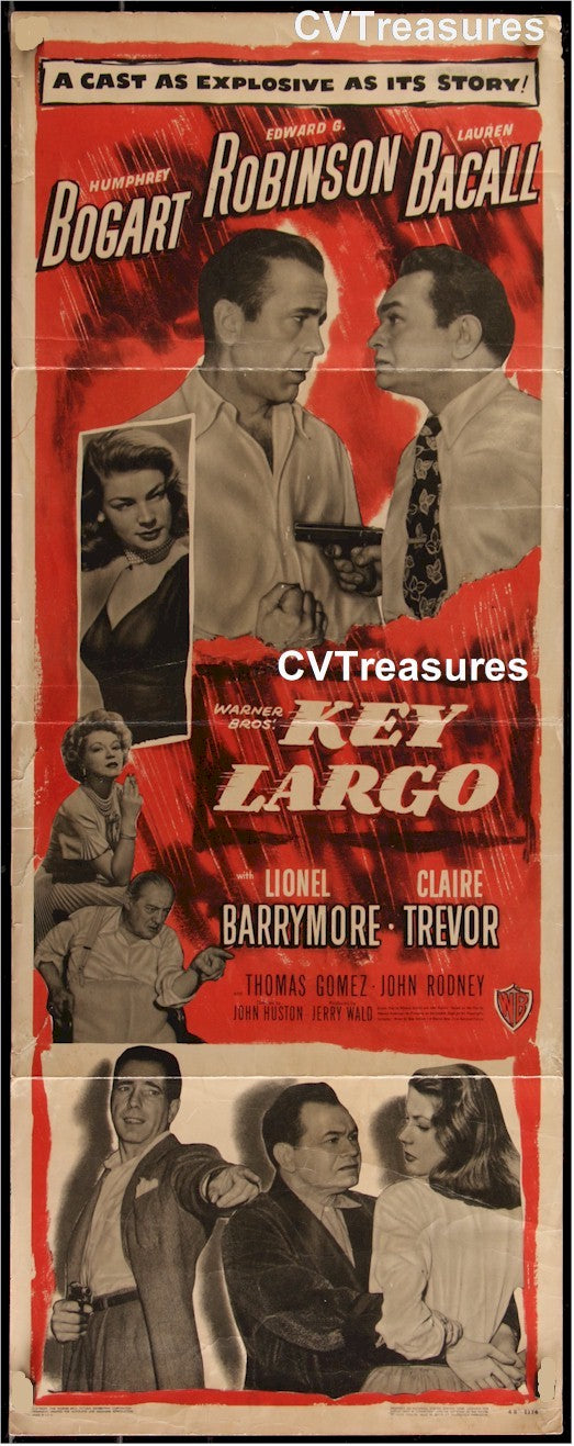 Key Largo Original Vintage Movie Poster Insert Humphrey Bogart