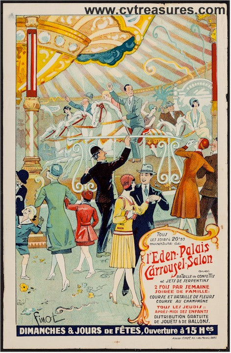 Carrousel Amusement Salon French Poster circa 1915-20