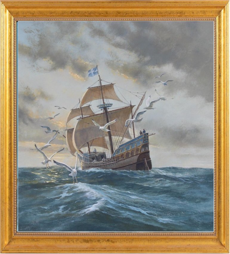 Charles Lundgren Seascape Marine Art Painting oil La Grande Hermine 