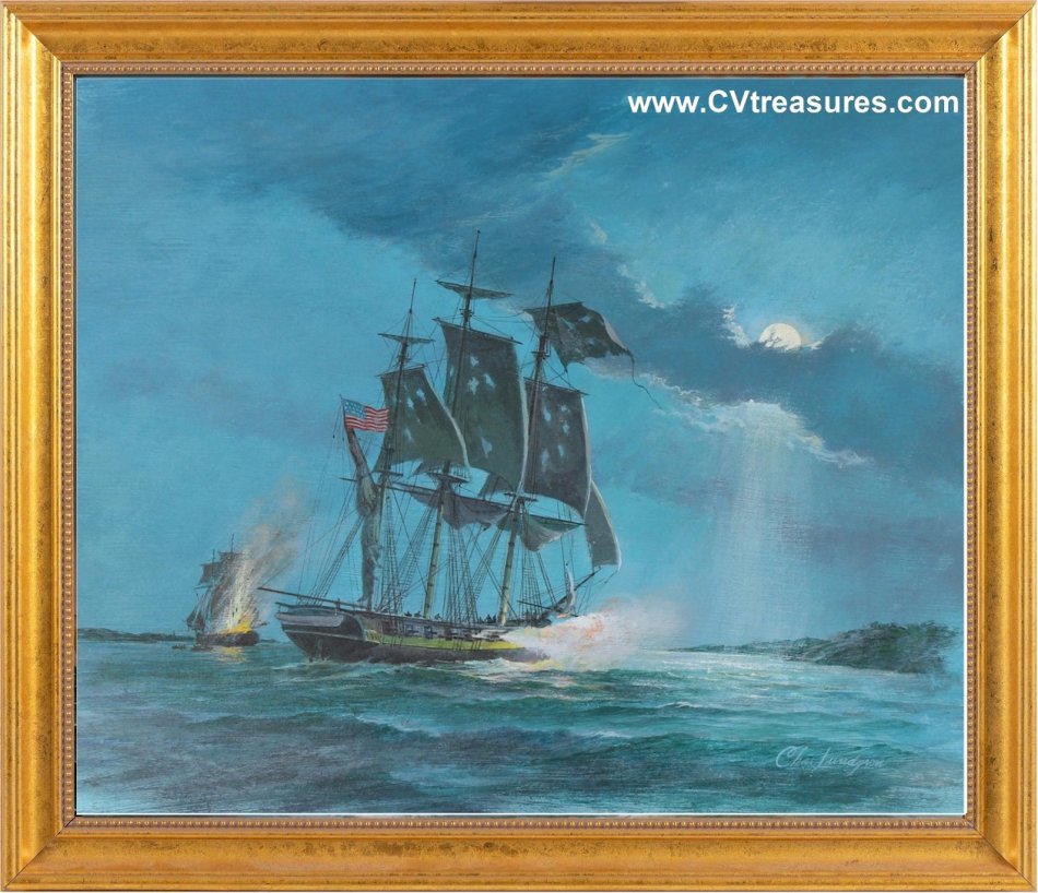 Charles Lundgren Nautical Marine USS Louisiana Painting oil