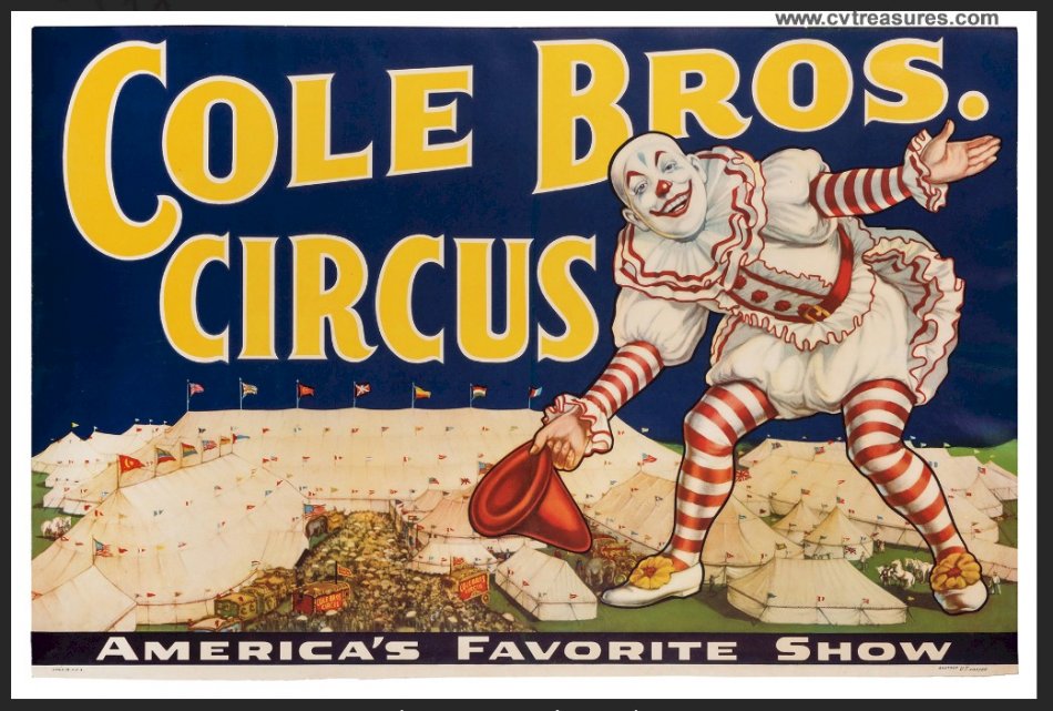 Circus Poster Original Vintage Cole Bros 1940