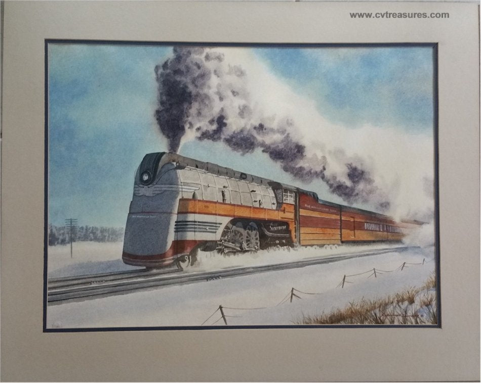 Francis Wenderoth Saunders Locomotive Snow Watercolor