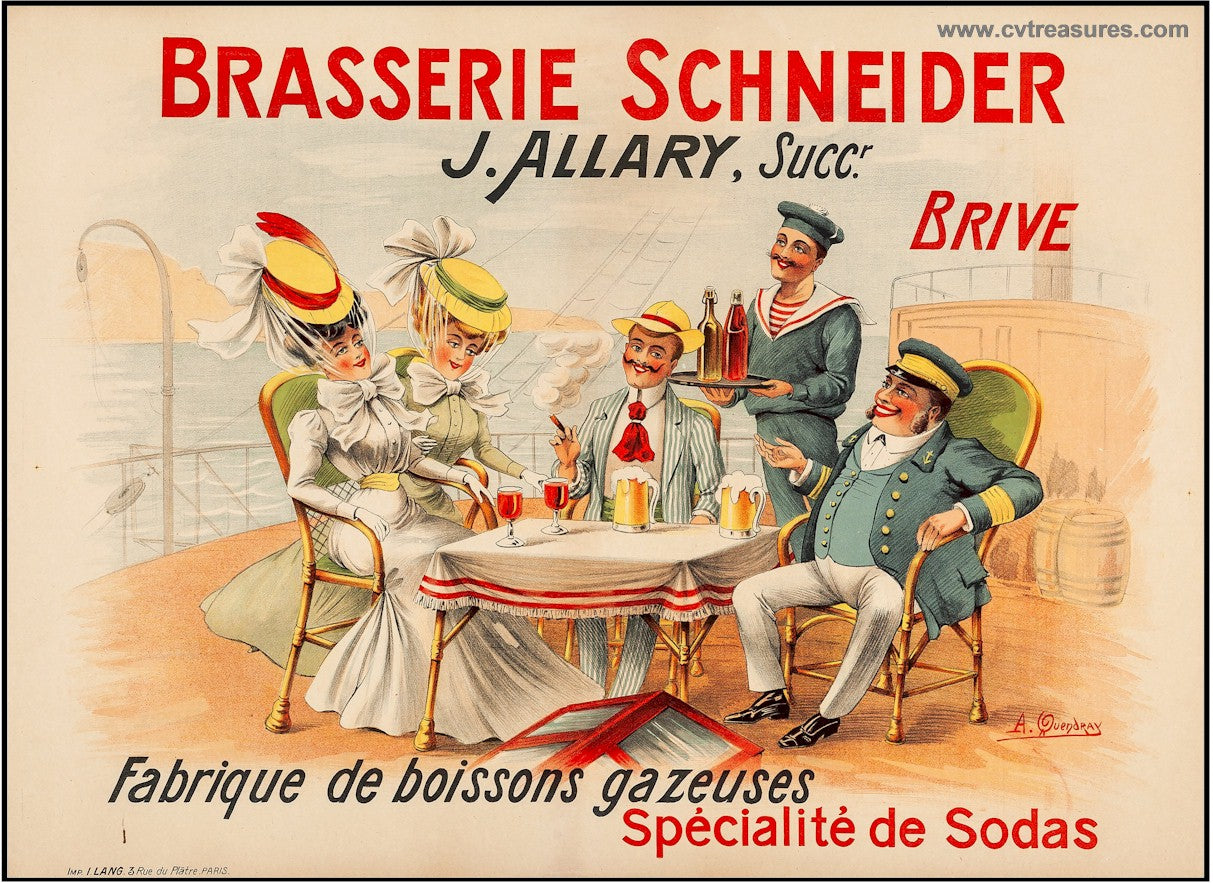 Brasserie Schnieder Original Vintage French Advertising Poster Fine Art Print