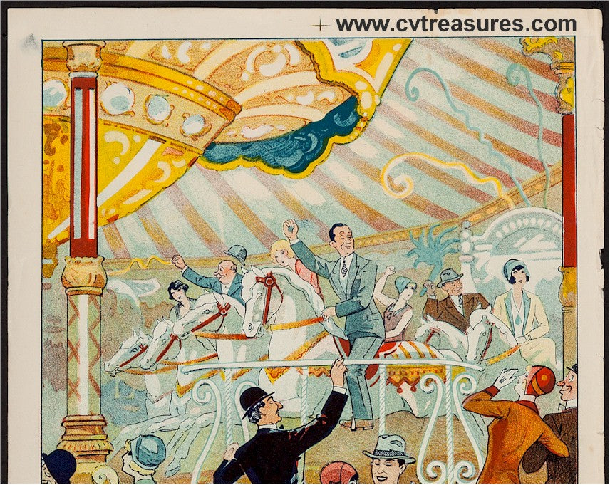 Original Vintage Amusement Park French Advertising Poster Art Eden Palais Carrousel Salon