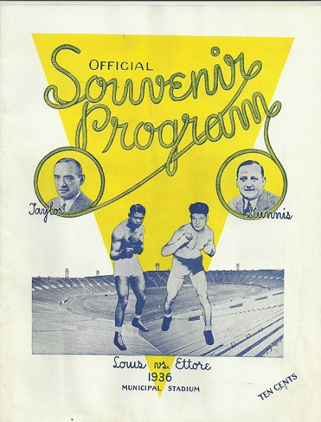 JOE LOUIS vs AL ETTORE Fight Boxing Program, 1936