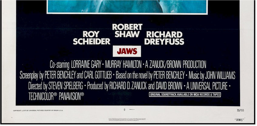 Jaws Poster 1975 Original Authentic Vintage Movie Theater Poster One Sheet Linen Backed