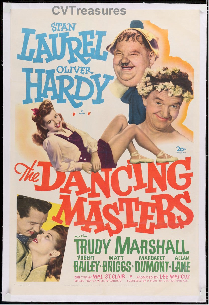 Dancing Master Original Vintage One Sheet Movie PosterLaurel and Oliver Hardy