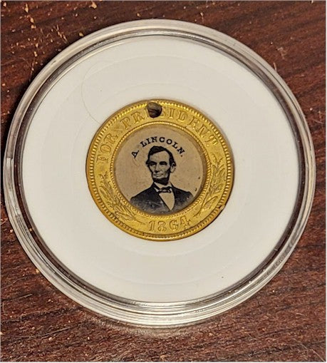 Abraham Lincoln Andrew Johnson Historic Photograph Original Antique Civil War era Ferrotype Campaign Token