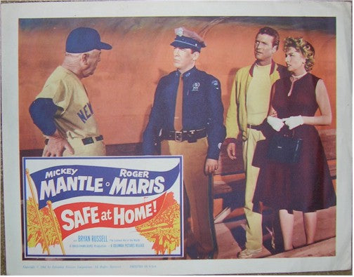 Safe at Home,  Mantle &  Maris 1961 Original lobby card