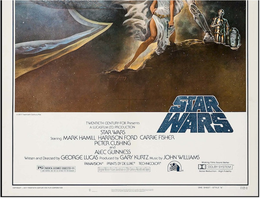 Star Wars RARE Authentic Original Vintage First Printing Sci Fi Movie Theater Poster One Sheet Authenticity Guaranteed Linen 1977