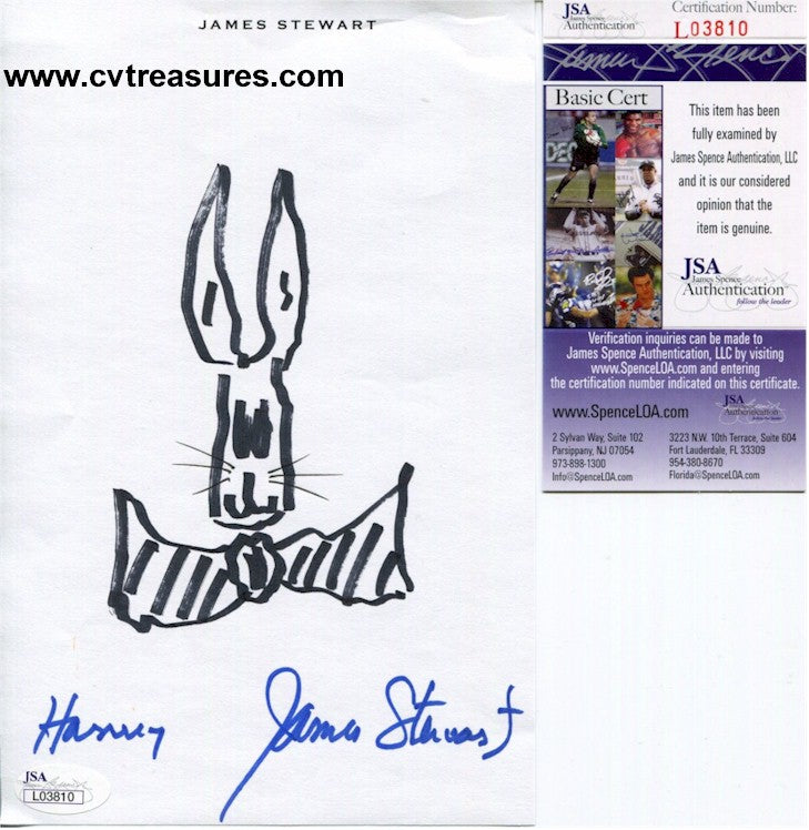 HARVEY James Stewart Signed Autographed Harvey Sketch JSA!