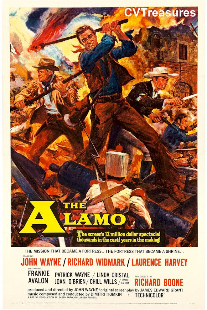 Alamo Original authentic vintage Western Movie Theater Poster one sheet John Wayne 1960 Linen