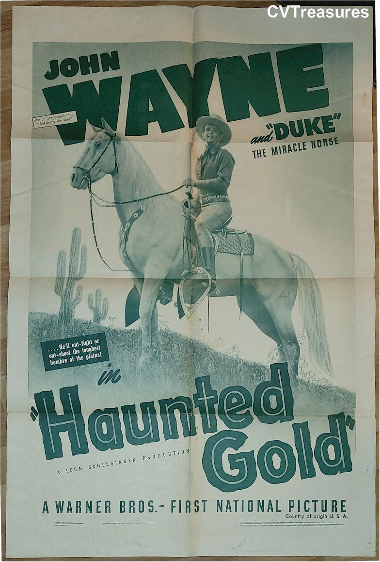 Haunted Gold Original Vintage Western Movie Theater Poster One Sheet John Wayne 