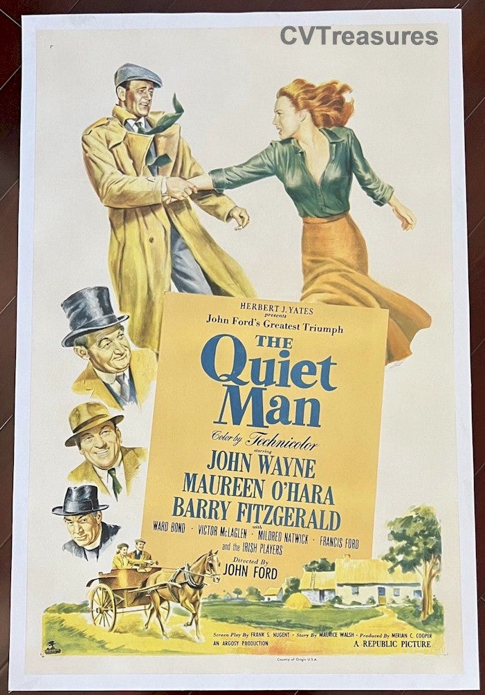 Quiet Man  Original Vintage One Sheet Movie Poster John Wayne linen backed