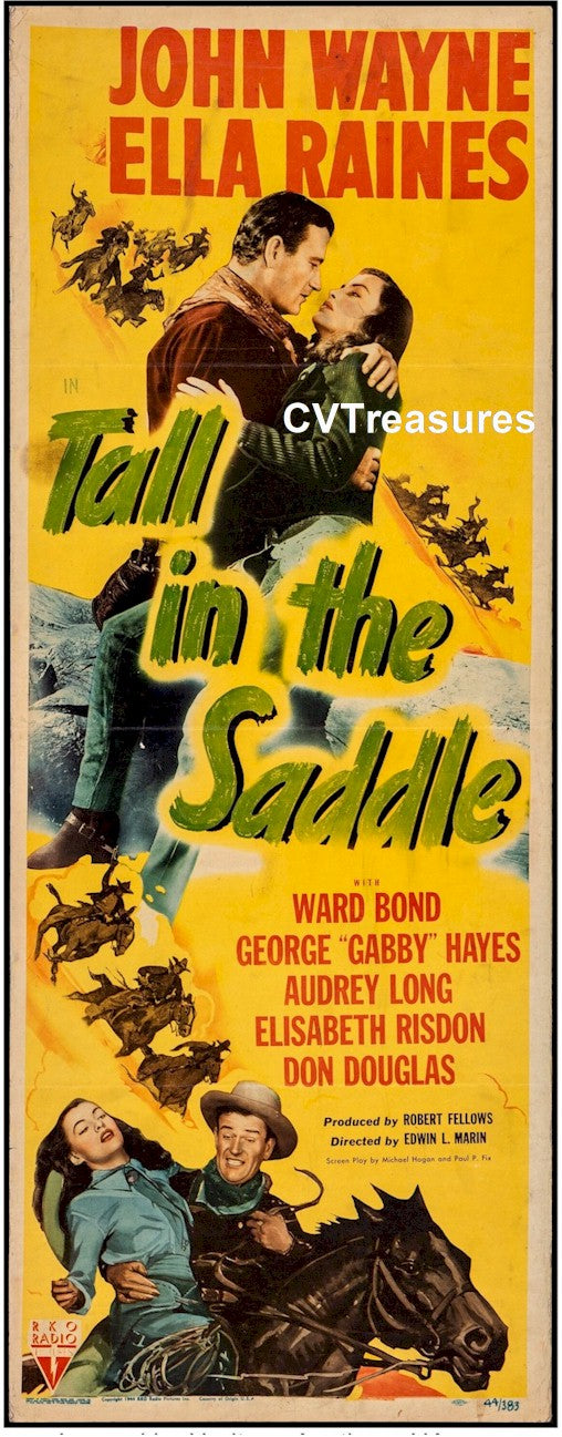 John Wayne Tall in Saddle Original vintage insert western movie poster