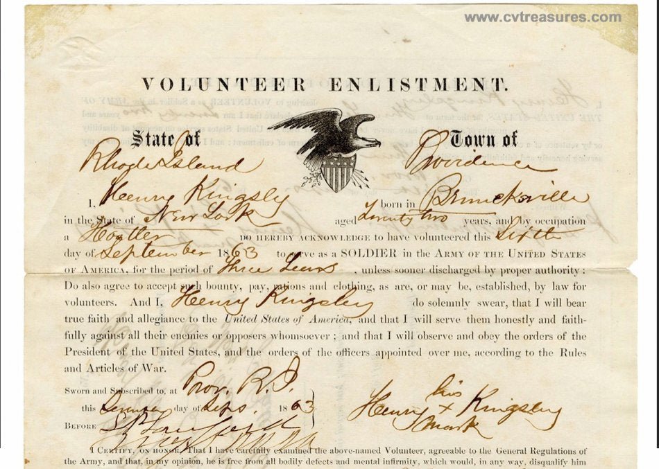 ORIGINALAuthentic Civil War Enlistment Letter 1863 Black Soldier