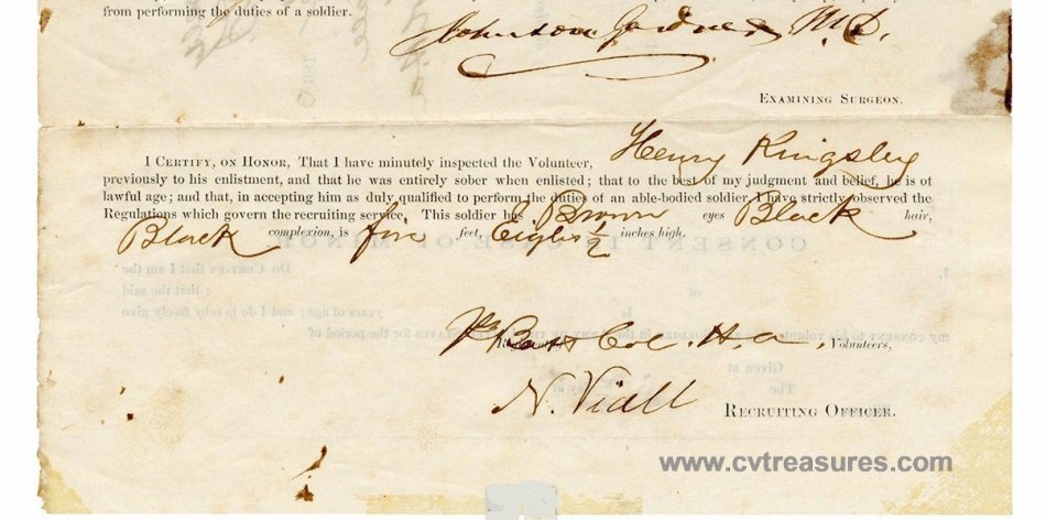 ORIGINALAuthentic Civil War Enlistment Letter 1863 Black Soldier