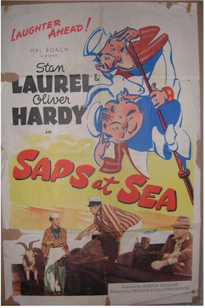 Laurel & Hardy "Saps at Sea" vintage movie poster one sheet