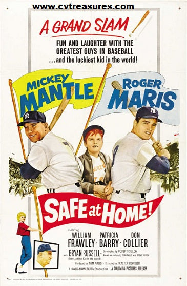 Safe at Home Mickey Mantle Maris Vintage Baseball movie poster