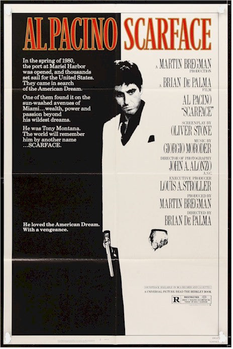 Scarface Original Vintage Movie Poster One Sheet Al Pacino