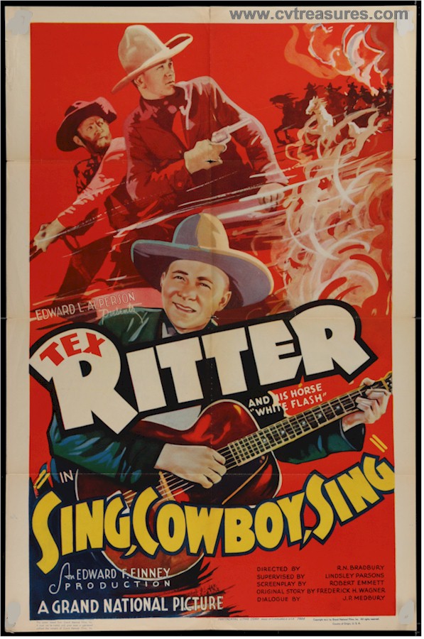 Sing, Cowboy, Sing Vintage Movie Poster One Sheet Tex Ritter