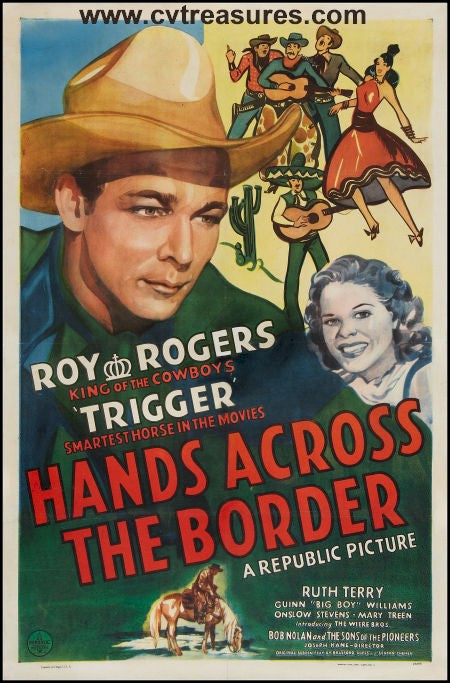 Hands Across the Border Classic Western Movie Poster Vintage Roy Rogers