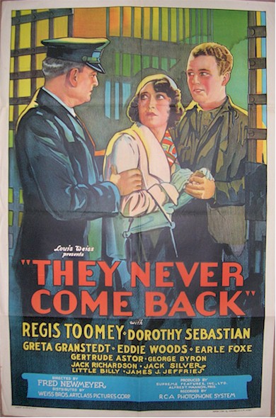 They Never Come Back, Vintage Movie Poster stone litho 1933