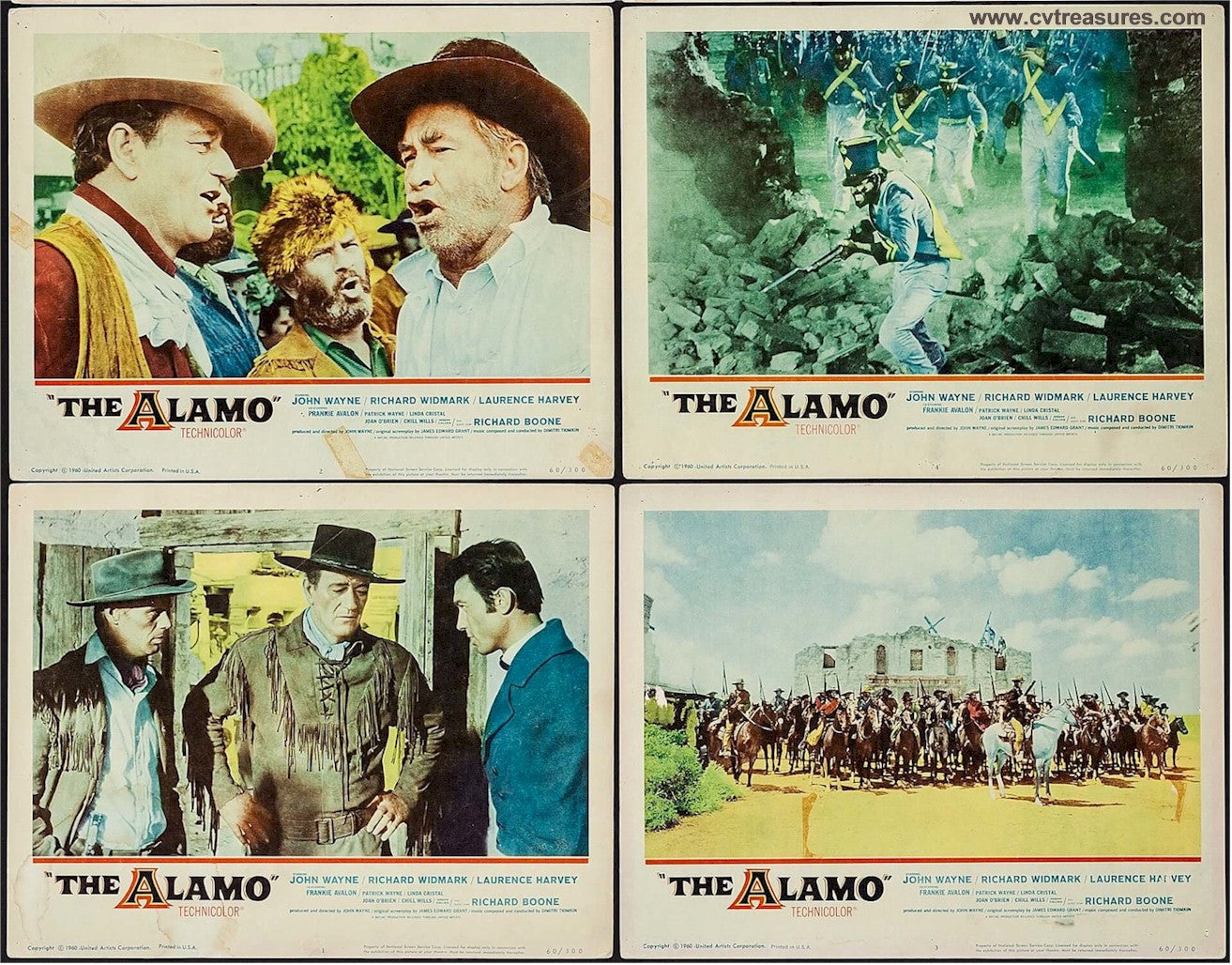 Alamo Original Vintage FOUR Lobby Cards  John Wayne 1960 A