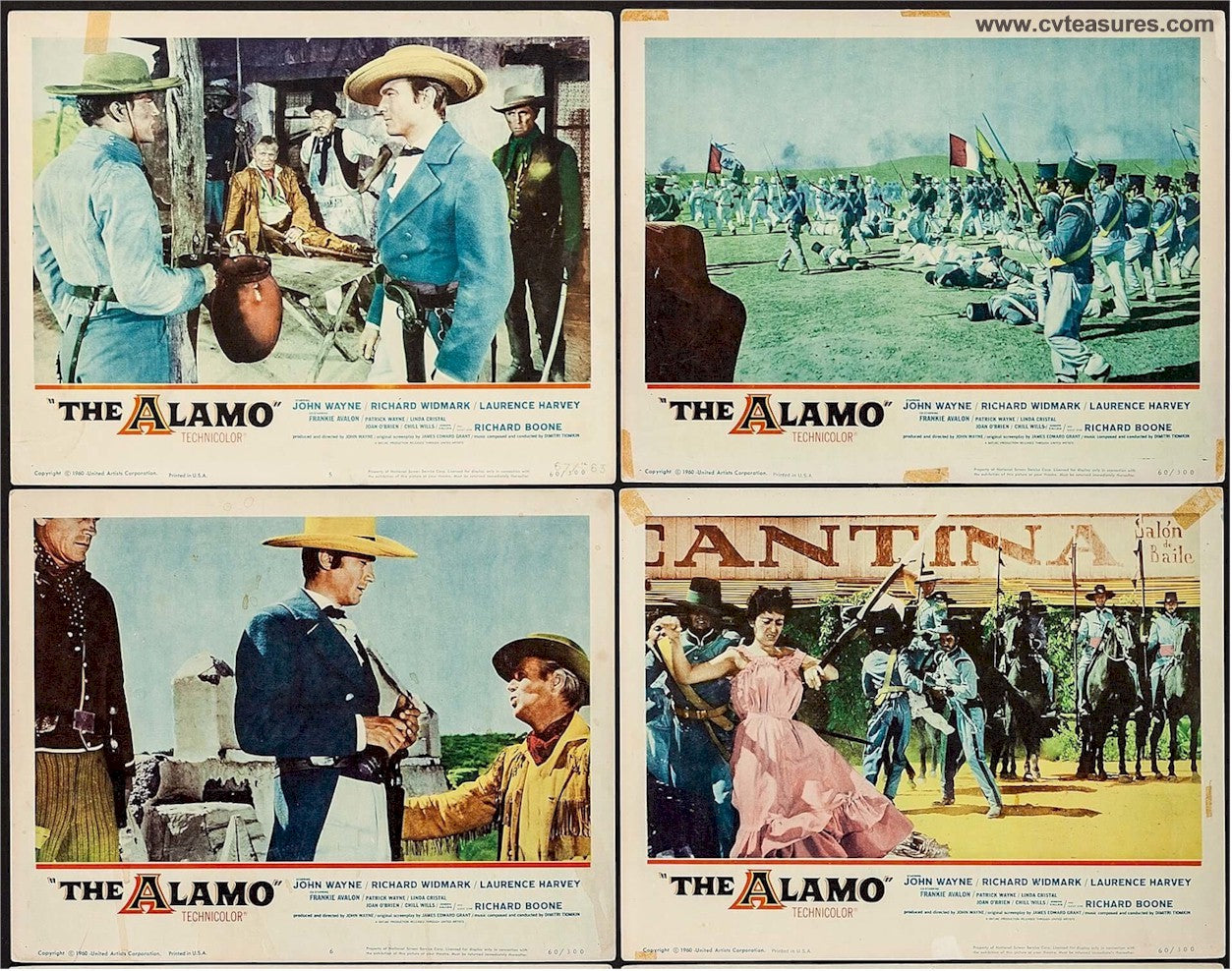 Alamo Original Vintage FOUR Lobby Cards  John Wayne 1960 B