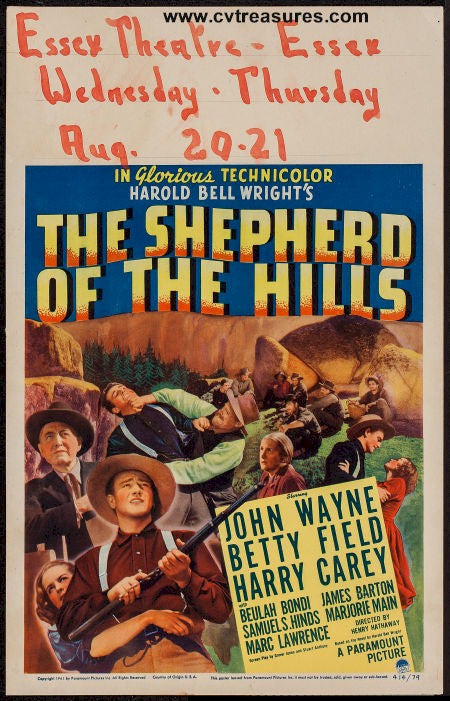 Shepherd of the Hills Vintage Movie Poster Windw Card John Wayne